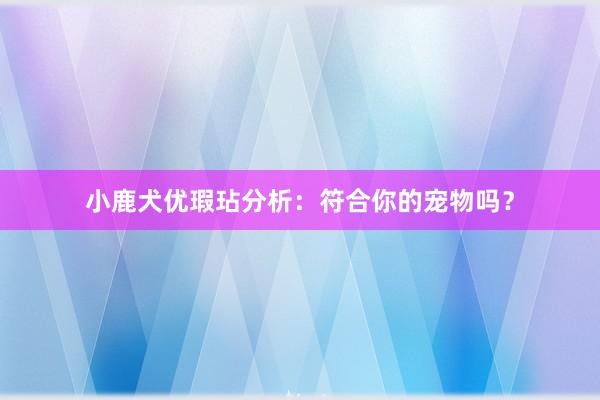 小鹿犬优瑕玷分析：符合你的宠物吗？
